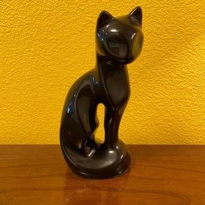 Vintage black cat ceramic figurine